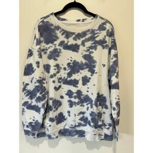 Hollister tie dye sweatshirt size S blue and white crewneck pockets